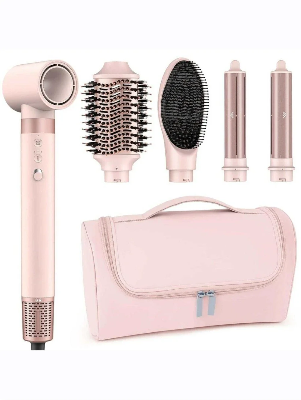 Back To School DEAL! Mescomb Pink Electric Hot Air Styler Set with Travel Case